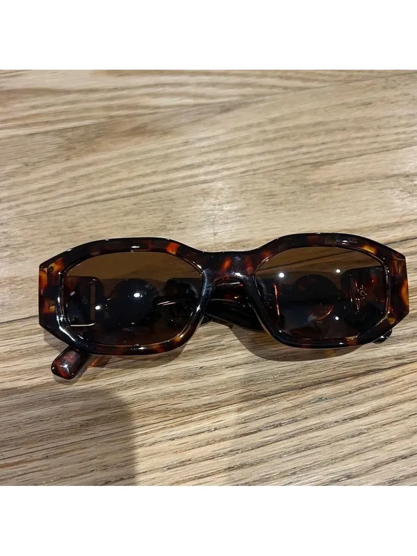 Leopard Print Sunglasses With Gold Accents Brown - Image 3