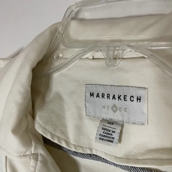 Anthropologie Marrakech Ivory cream moto zip cotton jacket size xxs - Image 3
