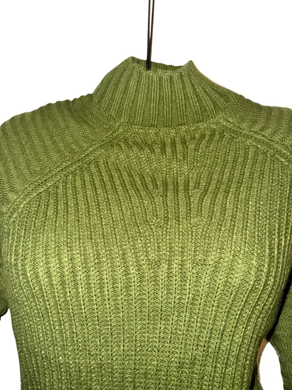 SHEIN Olive Ribbed Turtleneck Sweater Dress - Image 3