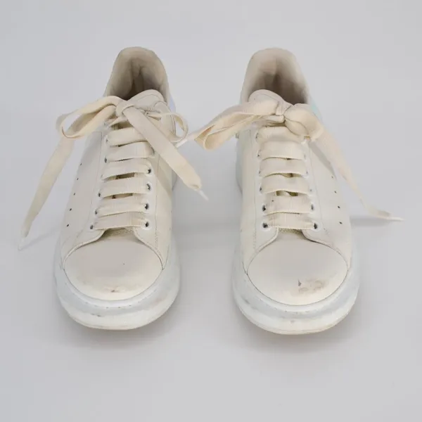 Alexander McQueen Oversized Sneakers White Leather Holographic Women's 37 6.5 - Image 3