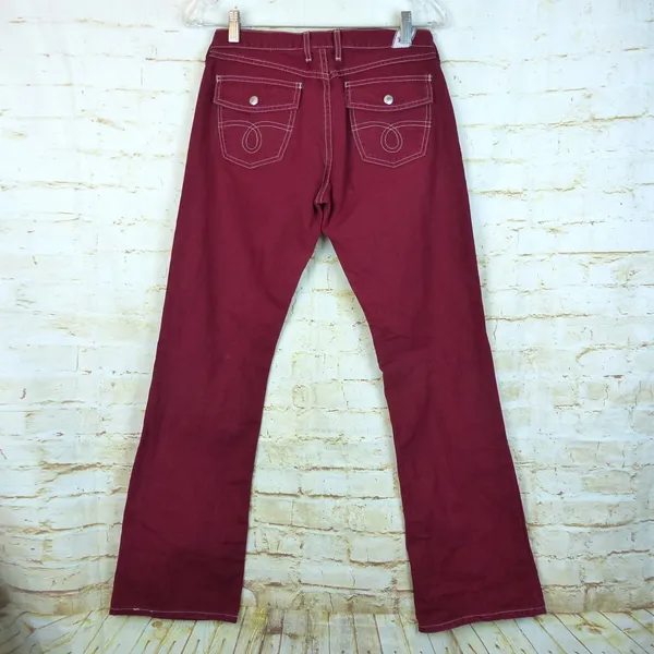 Lucky Brand Snapper Jean Womens 4 27 Burgundy USA Flare Low Rise Y2K F1RG020 - Image 2
