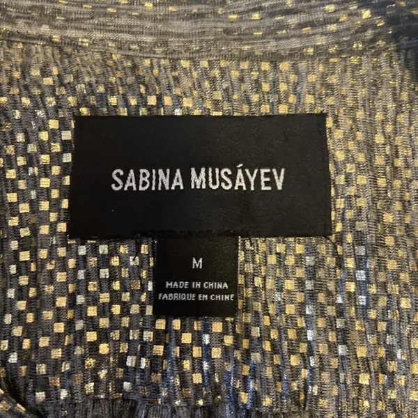 Anthropologie X Sabina Musayev Dress‎ Size M Eugine Gold Gray Accordian Tie Date - Image 9