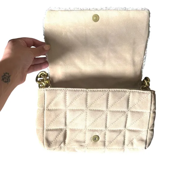 ZARA Quilted Shearling‎ Shoulder Bag Tan - Image 5