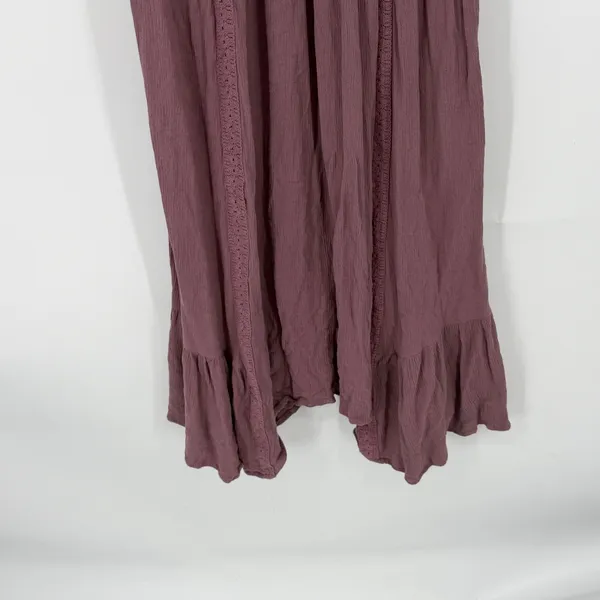 Altar'd State Boho Gauze Maxi Dress Empire Waist Lagenlook Mauve Flowy Medium‎ - Image 4