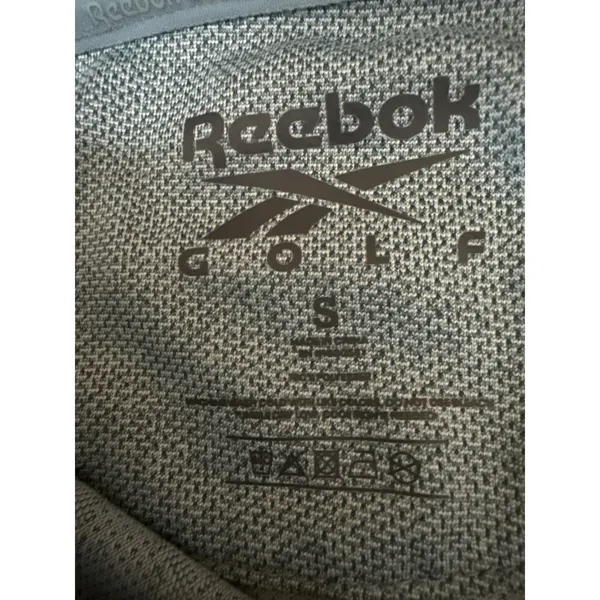 NEW Reebok Golf Blue Sleeveless Tonal Vector Jacquard Polo Shirt Top Size S - Image 3