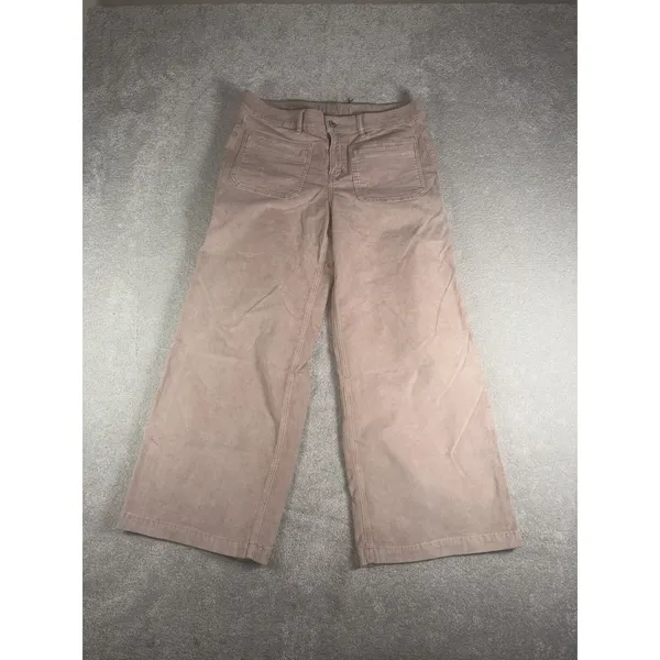 american eagle low rise wide leg cropped corduroy pants 10 short Pink/beige - Image 2