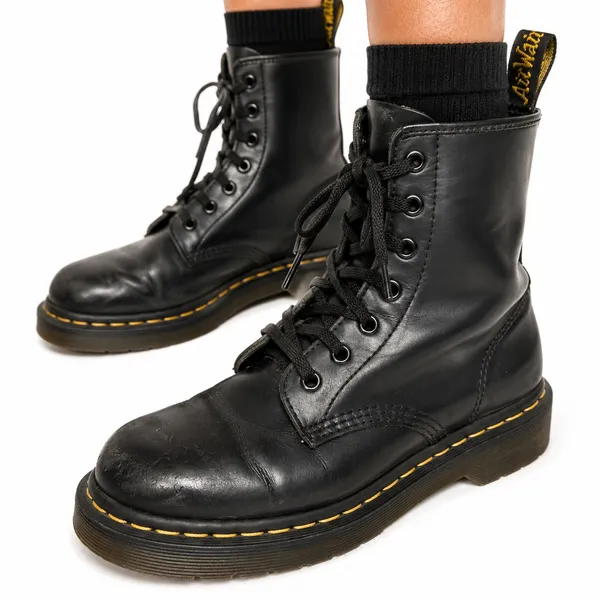Dr. Martens 8-Eye Black Leather Lace-Up Combat Boots UK 6 US Women 8 - Image 14