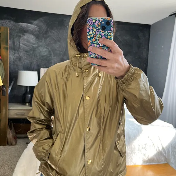 Lauren Ralph Lauren, gold metallic windbreaker. With hood and lined - Image 2
