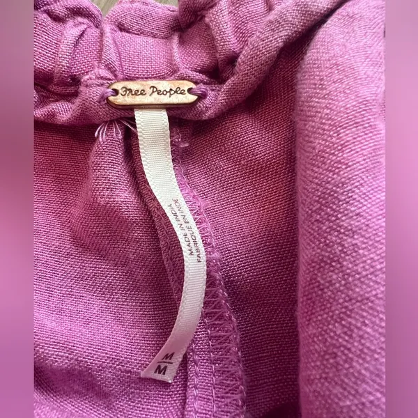 Free People Mirella Linen Blend Drawstring Shorts, Pink Plum, Size Medium - Image 4