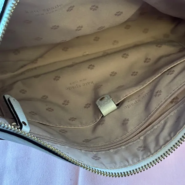 Kate Spade New York White‎ Pebbled Leather Shoulder Bag Hobo with Dust Bag - Image 8