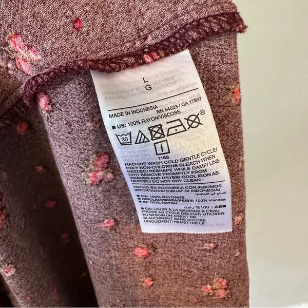 Old Navy Burgundy Puff-Sleeve V-Neck Midi Dress NWT NEW Large Burgundy Floral - Image 10