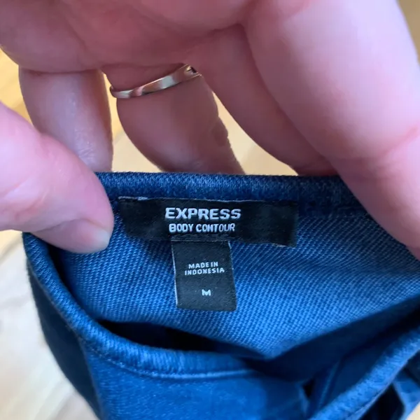 Express Body Contour‎ Denim Corset Top Medium Wash Blue Square Neck Tank Medium - Image 6