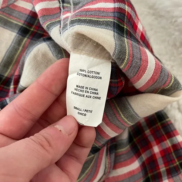 Rails Flannel Button Down Shirt Cream & Red Plaid - Image 10