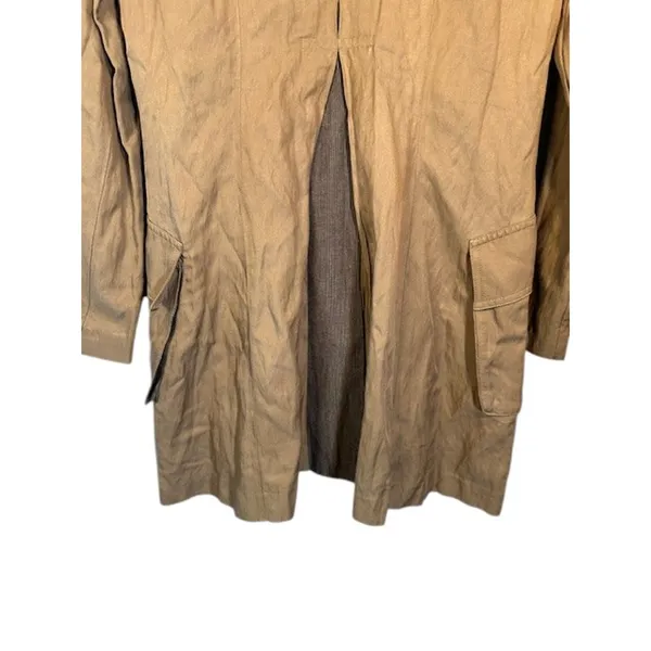 CAbi Beige Cotton Blend 3 Button Front Deep Pockets Lined Coat Women Sz M - Image 12