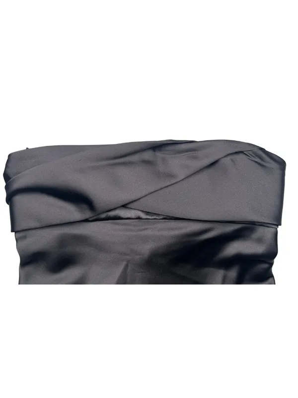 NWT Zara Black Satin Strapless Cross Front Tube Top S - Image 2