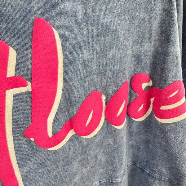 Spirit Jersey Footloose Acid Wash Blue Pink Puff Print Oversized Shirt XL Womens - Image 5