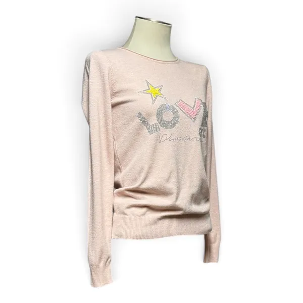 S.Christina 100% Cashmere Sweater Sparkle Star Love Pink Silver Yellow Small/Med - Image 5