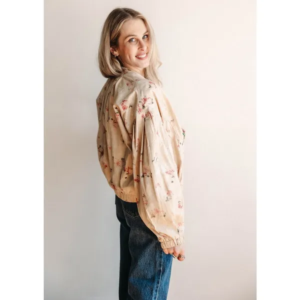 Free People‎ Rory Bomber Jacket Floral Boho Summer Spring Cowboy Roadtrip XS - Image 3