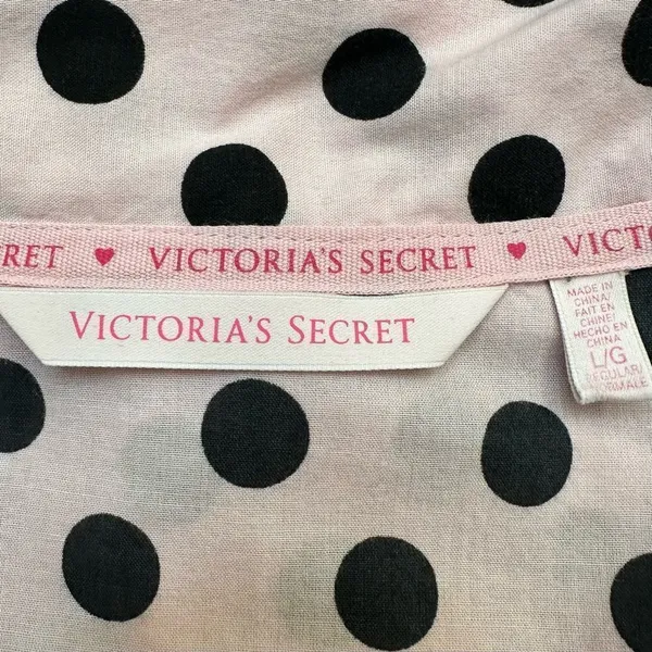Victoria’s Secret Pink Black Polka Dot Button Down Pajama Top - Image 9