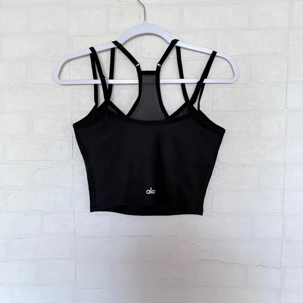 ALO Yoga Black Double-Strap Cropped Tank - Image 4