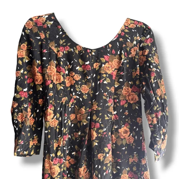 Vintage All That Jazz Dark Floral Rayon Cropped Jumpsuit 90s Grunge Romantic - Image 4