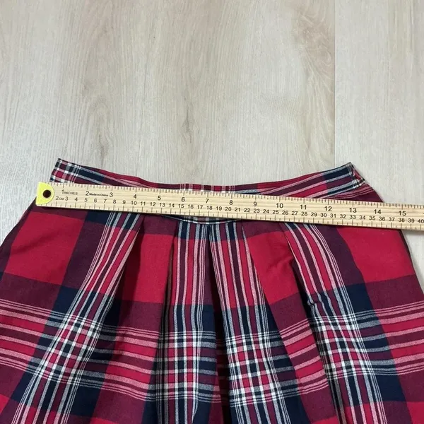 Pendleton Plaid Wool Skirt Size‎ 10 Red Navy White Pleated Midi Preppy - Image 6
