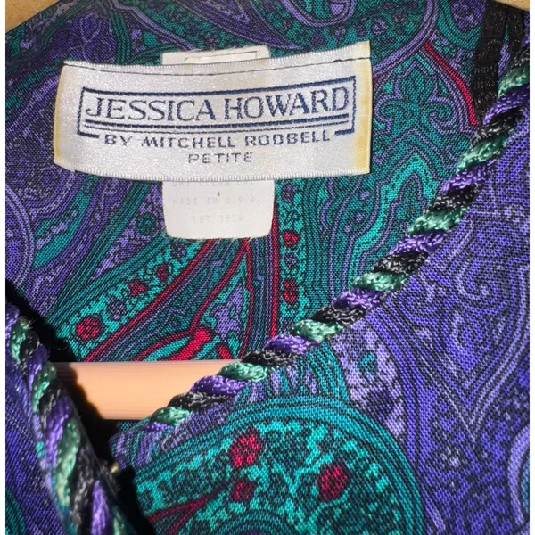 Vintage Jessica Howard Paisley Cropped Jacket Boho Y2K 90s Small‎ Petite ~Flaw - Image 5