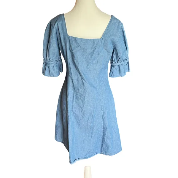 Umgee Denim Women's S Mini Dress Blue Cotton‎ Boho Western Festival Bohemian - Image 3