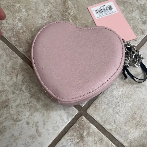 Juicy Couture Bejeweled Heart Coin‎ Case Dusty Blush Pink Velour Rhinestone NWT - Image 5