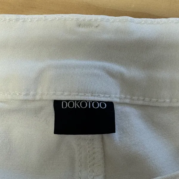 Dokotoo Womens Size 8 Off White Wide Leg Utility Cargo Pants High Rise Denim - Image 6