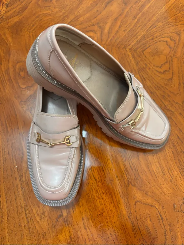 Sam Edelman Laurs Platform Loafers tan khaki size 9 gold hardware - Image 2