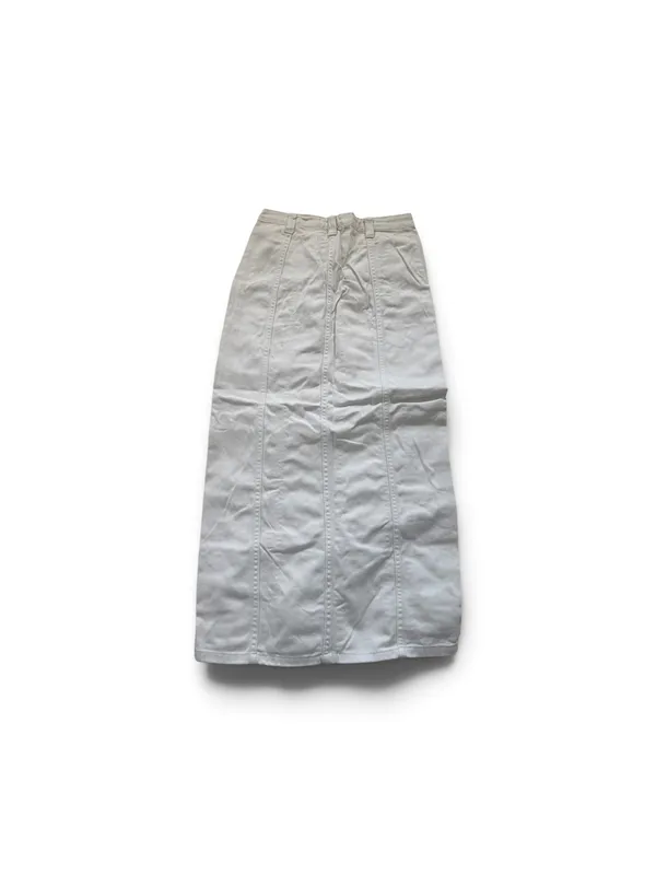 Vici Front Slit Cream Denim Maxi Skirt - Image 2