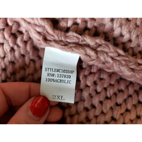 debut Dusty Rose Chunky Knit Pom-Pom Cardigan - Image 7