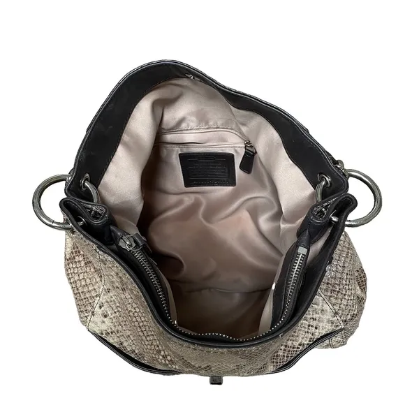 Coach Park Python Snake Print Leather Shoulder Hobo Bag Y2K Style Tan Shiny - Image 9