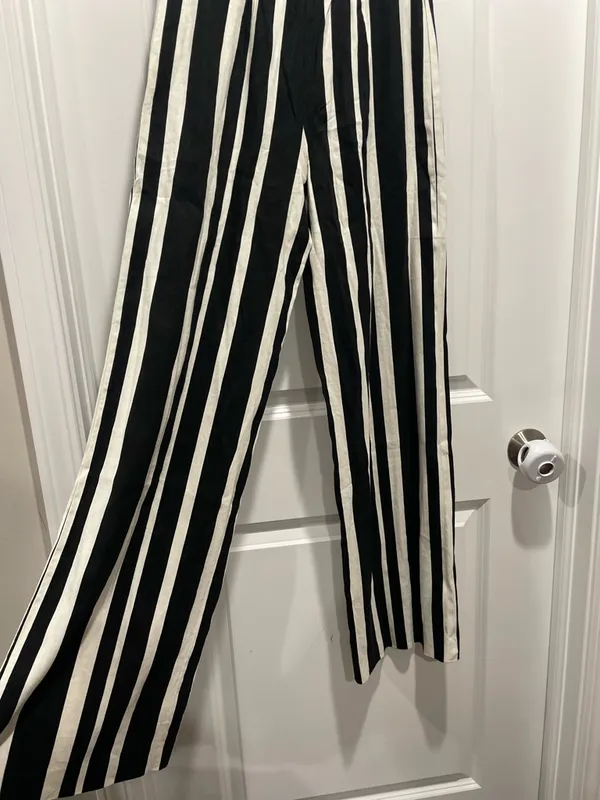 Alice and Olivia Umbrella Stripe Linen Wide Leg Pants Size 2 - Image 7