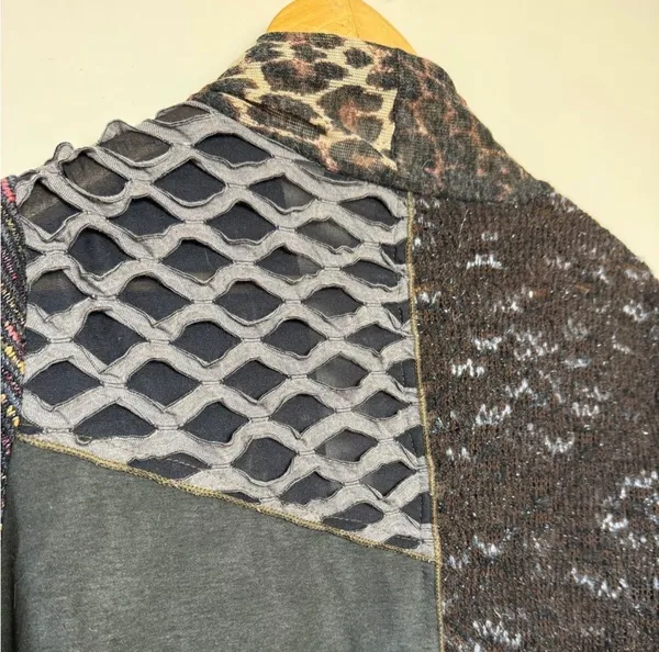 CLEARANCE! Brown Dor Dor Couture Multi Pattern Open Sweater Size M EUC Size M - Image 5