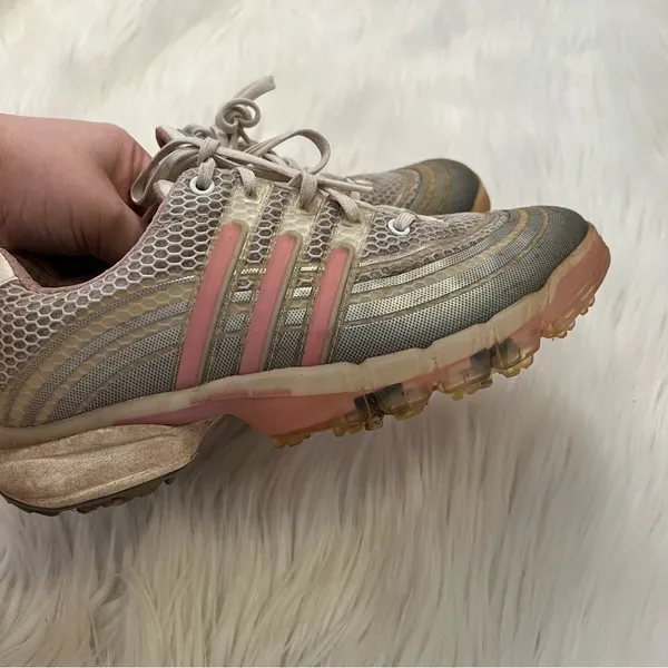 Adidas Women's Size 6.5 Golf Shoes Powerband Chassis 738201 Pink Silver White - Image 4