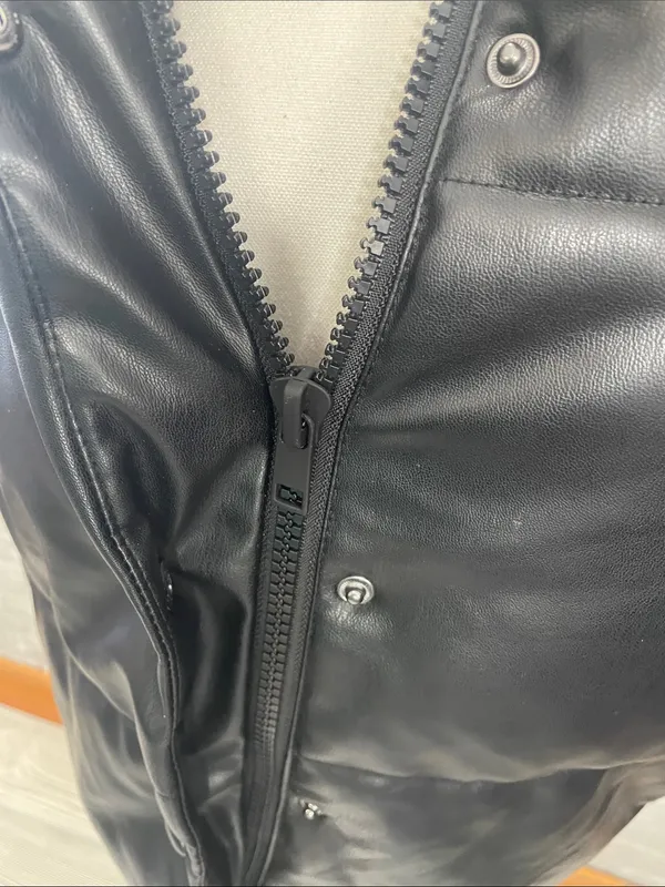 Zara Black Faux Leather Puffer Vest - Image 2