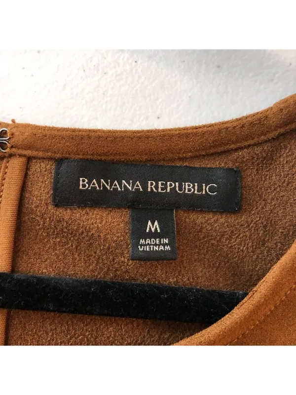 Banana Republic Womens Shell Tank Top Faux Suede Sleeveless Brown M - Image 3