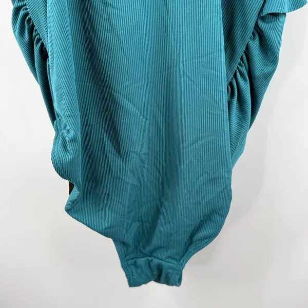 Summer Mae Maternity Swimsuit SZ Medium One Piece Teal Rib Ruffle V Neck NWT - Image 12
