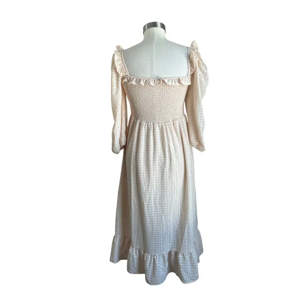 Shein Cottagecore Smocked Midi‎ Dress Sz XS Puff Sleeve Prairie Romantic - Image 2