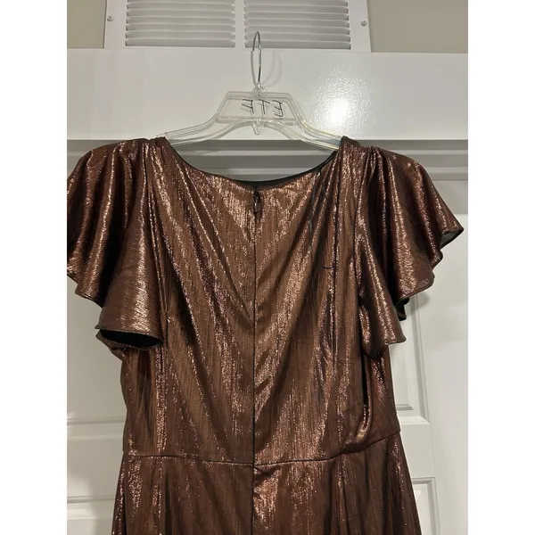 Sugarlips Sz Large Rina Metallic Aspen Dress Formal Wedding Gala Stretch Bronze - Image 3