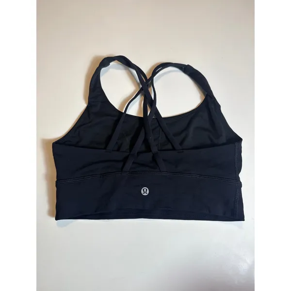 lululemon Energy Longline Bra Black Strappy Criss Cross Back Medium Support Sz 6 - Image 2
