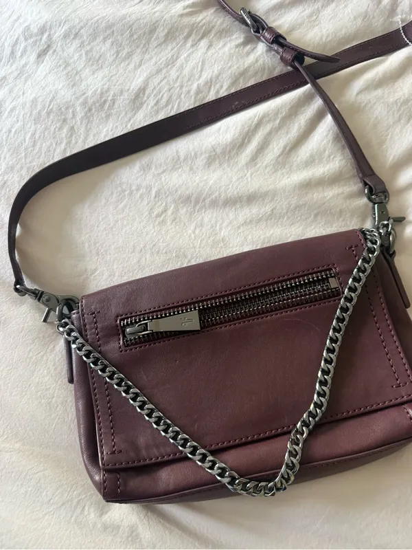 Frye Leather Crossbody Bag in Deep Burgundy maroon - Image 5