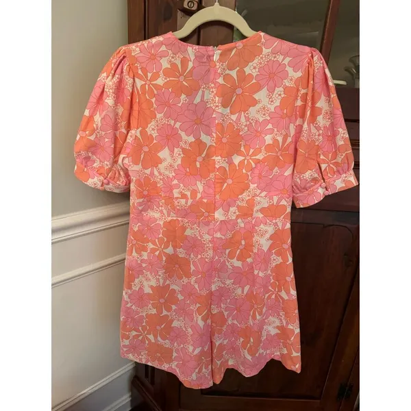 ASOS Glamorous puff sleeve romper in 60s retro floral size 8 - Image 7
