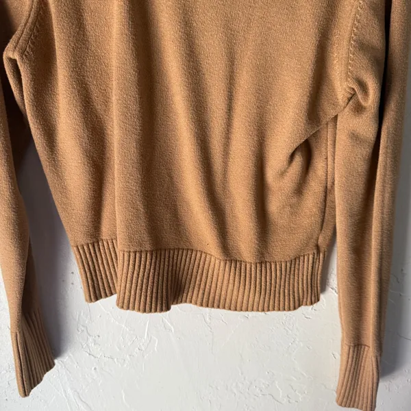Anna Dani‎ Womens Tan Ribbed Crew Neck Long Sleeve Cropped Sweater M Preppy - Image 3