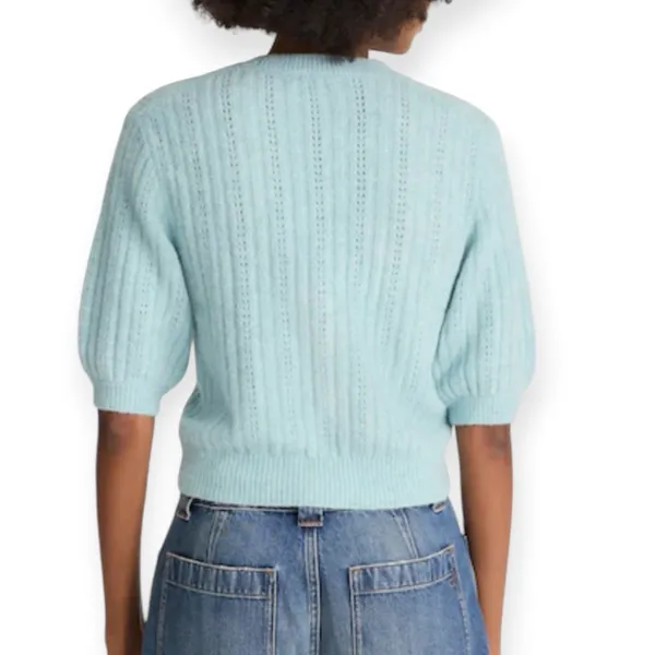 NWT Madewell Cloudsoft Short Sleeve Sweater Tee Mint Blue Small Pointelle Wool - Image 3