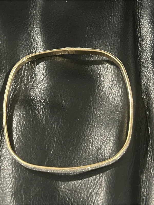 Gold Tone Rhinestone Square Bangle Bracelet - Image 4