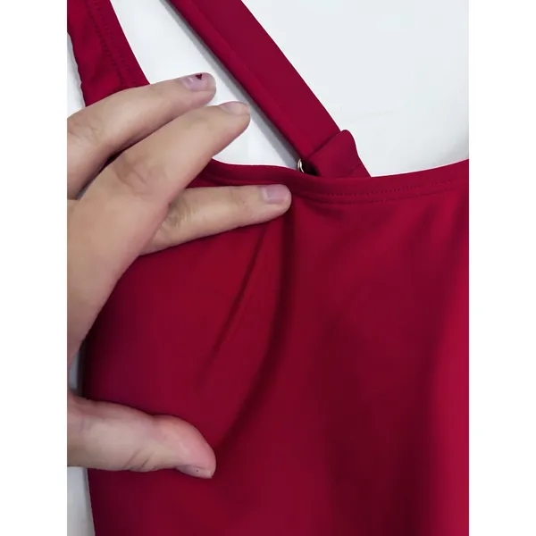 Quince Cherry Red Italian Cross-Back One-Piece Swimsuit Size XS - Image 6