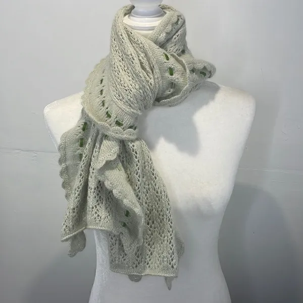 Anne Klein scarf Angora blend light green - Image 3